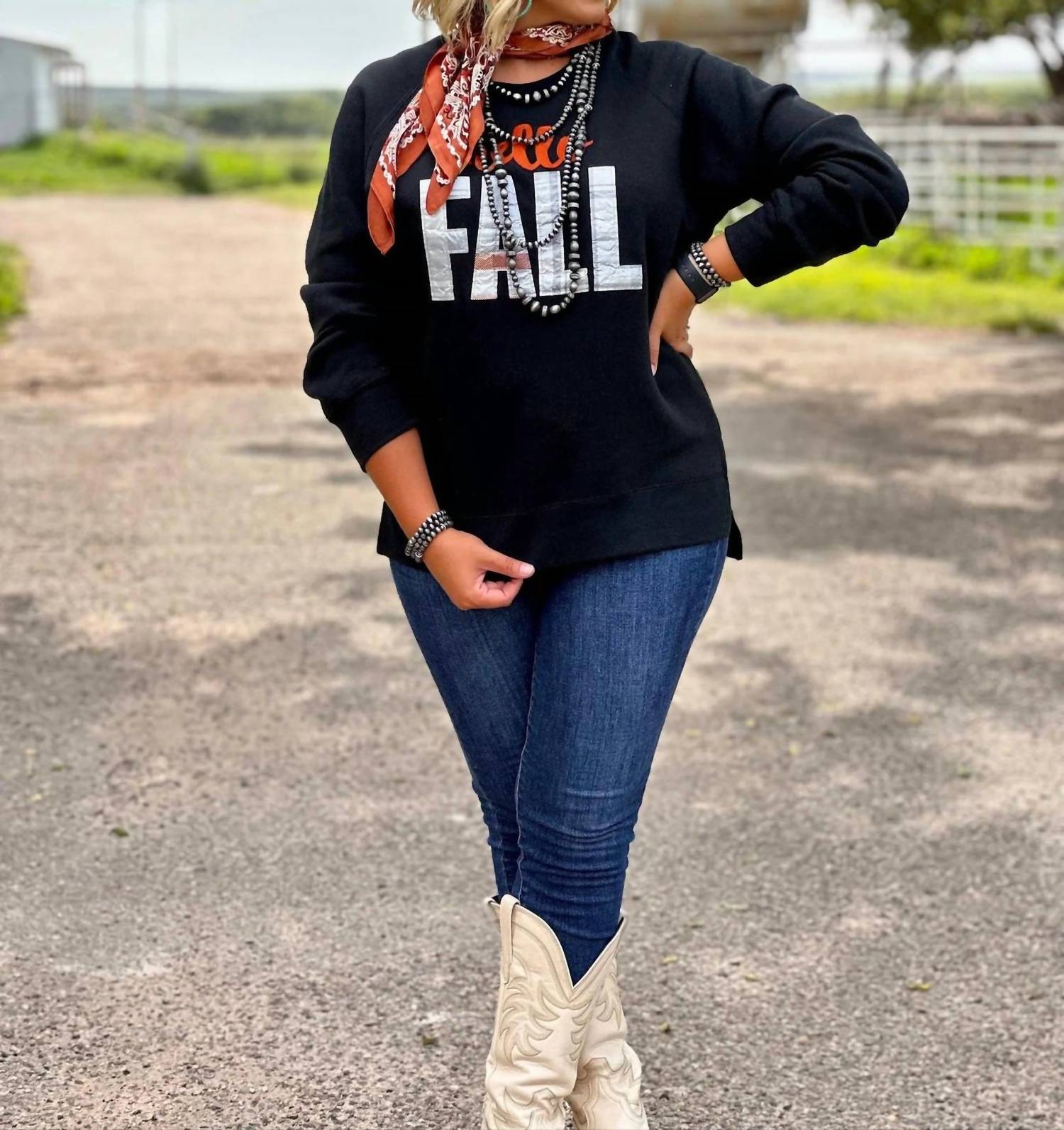 Texas True Threads - Hello Fall Applique Sweatshirt
