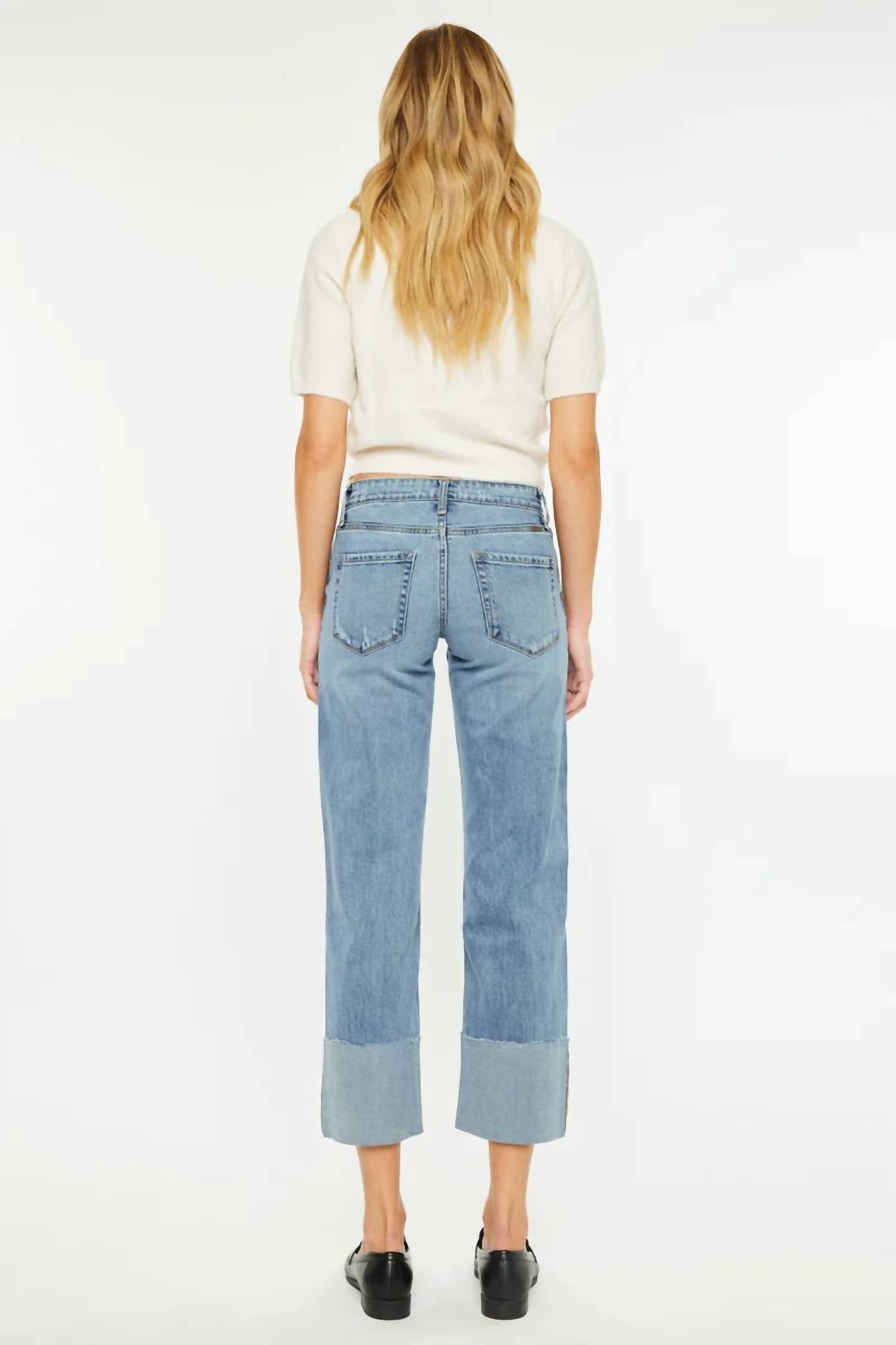Kancan - Margret Mid Rise Cropped Wide Leg Jean
