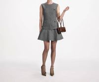 Self-Portrait - Herringbone Flared Mini Dress