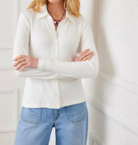 Karen Kane - Ribbed Button Front Top