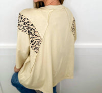 Easel - Making Moves Cotton 3/4 Sleeve Leopard Print Top