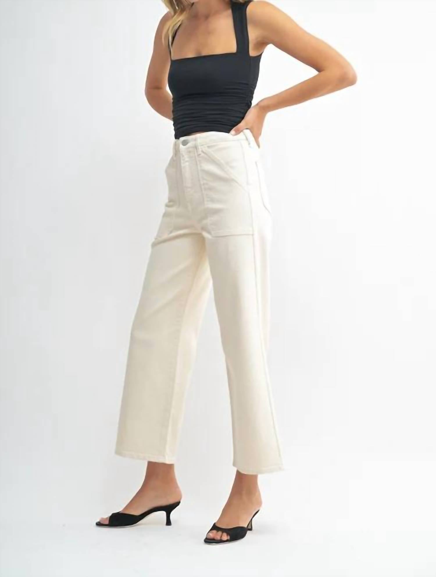 Just Black Denim - Front Pocket Wide Leg Jeans