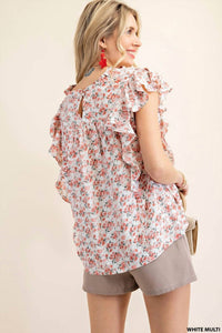 Kori - Dobby Printed Smocked Top