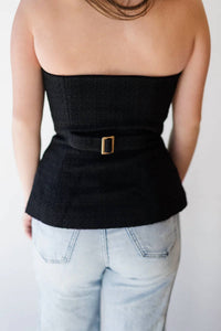 French Connection - Structured Tweed Strapless Top