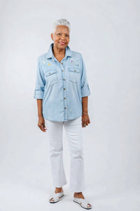 Billy T - To The Moon And Back Embroidered Graphic Button-up Shirt
