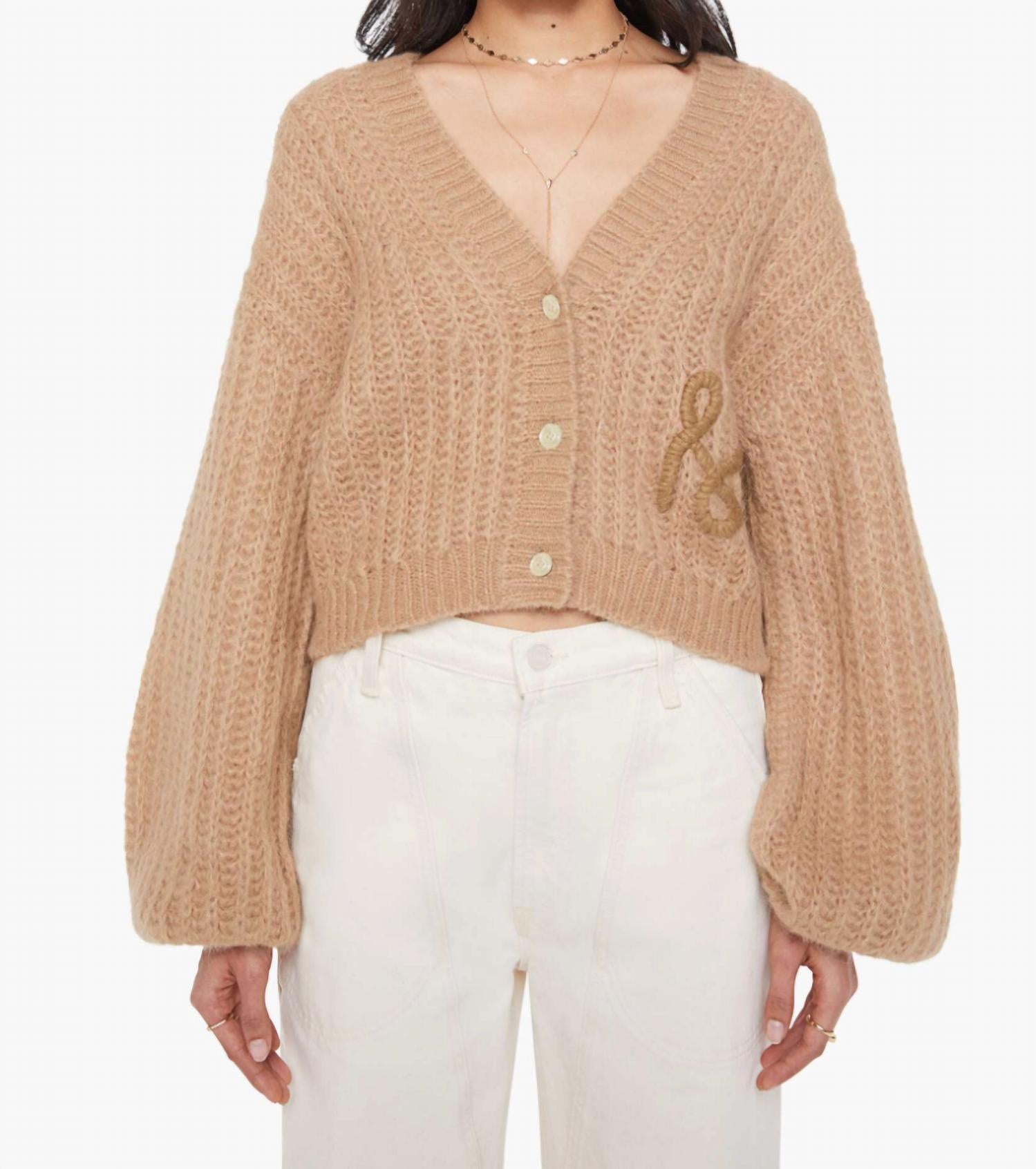 Mother - Puffy Sleeve Varsity Cardigan