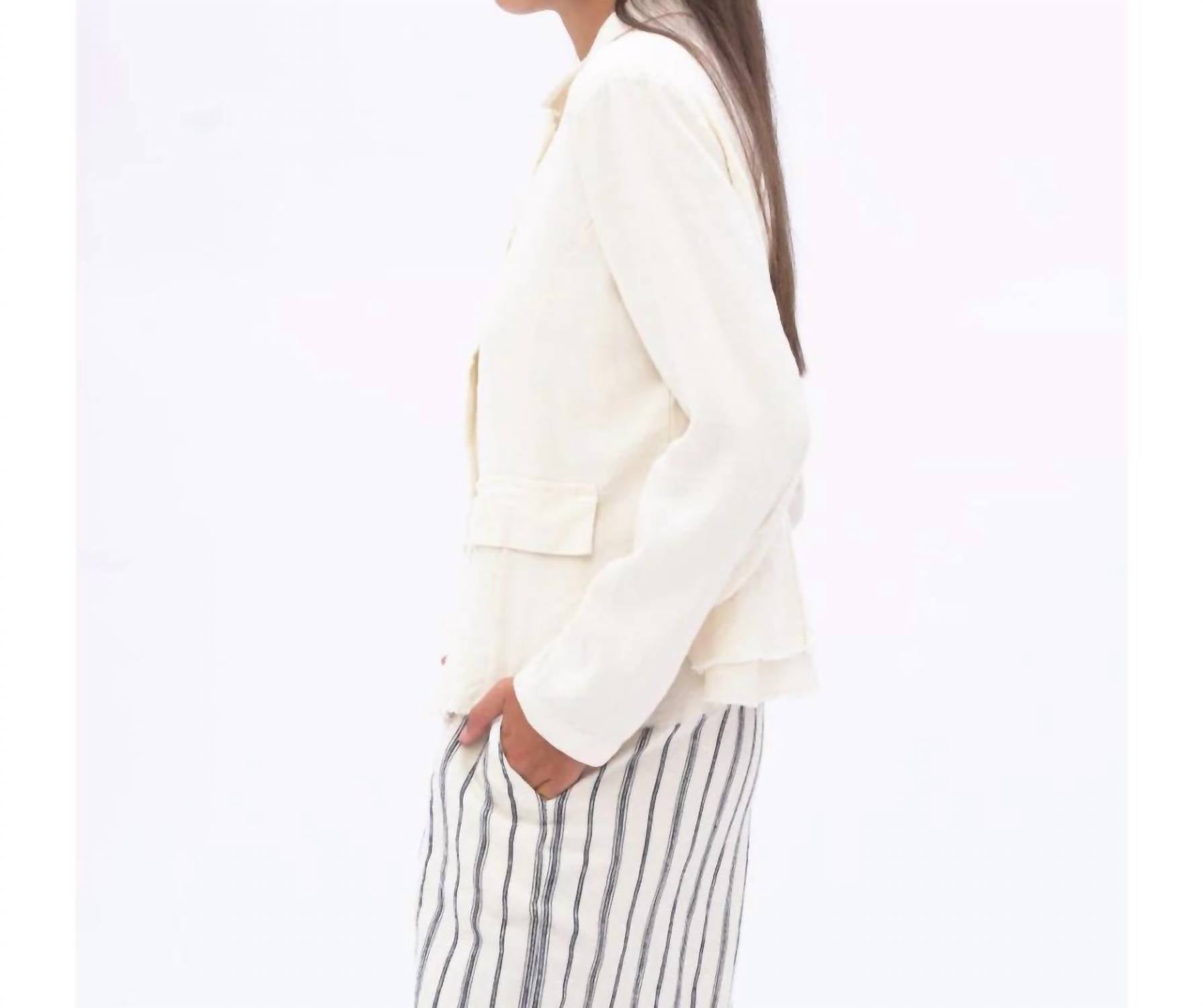 Baci - Cotton Linen Blend Raw Edge Layered Jacket