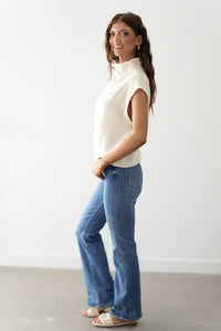 JUST BLACK DENIM Levi Seamed Bootcut Jeans in medium wash - women's jeans - alternate view