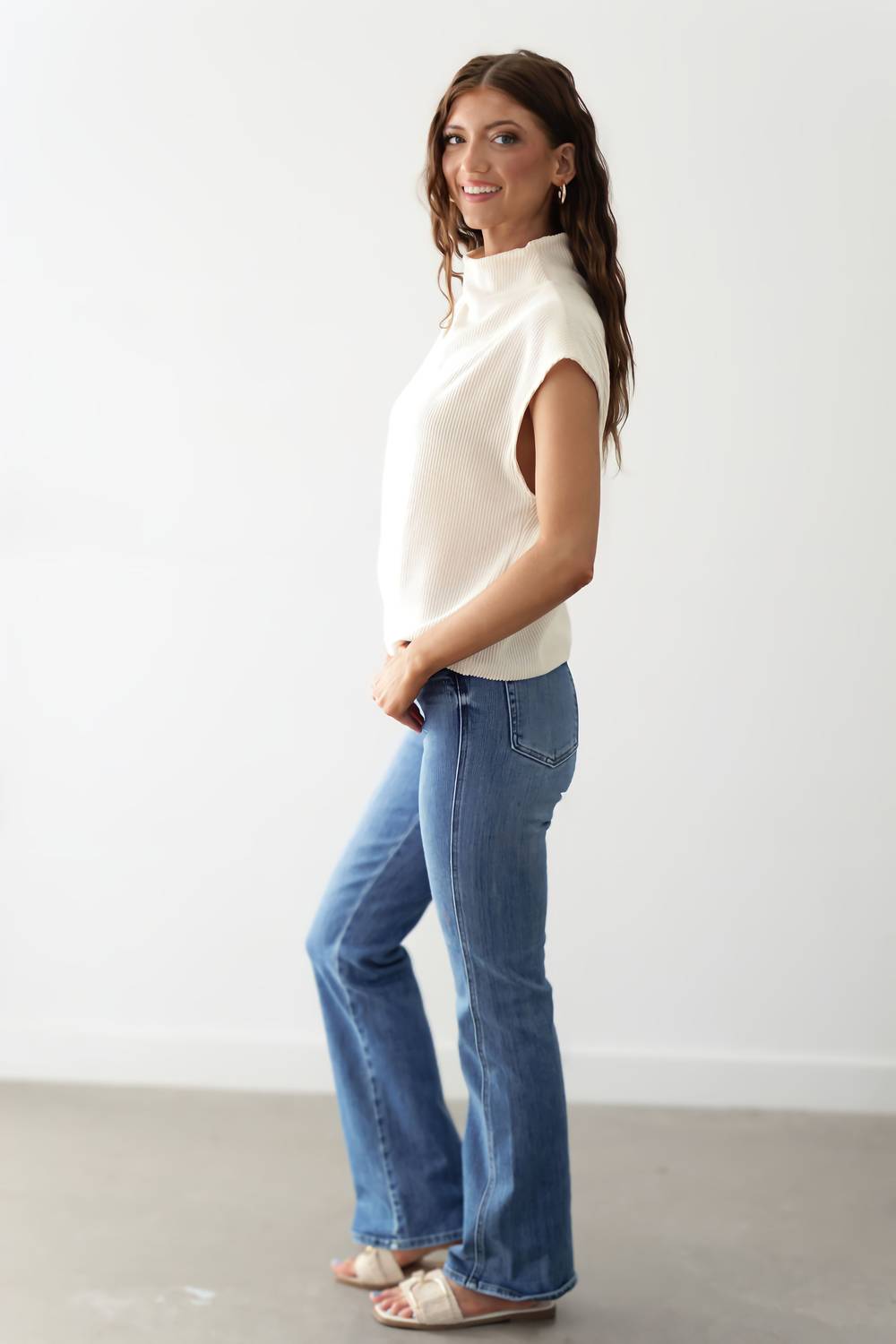 JUST BLACK DENIM Levi Seamed Bootcut Jeans in medium wash - women's jeans - alternate view