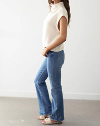 JUST BLACK DENIM Levi Seamed Bootcut Jeans in medium wash - women's jeans - detail view