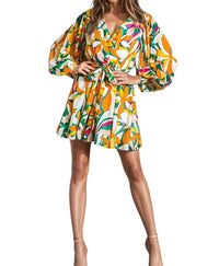 Flying Tomato - Sandra Surplice Long Sleeve Chiffon Mini Dress