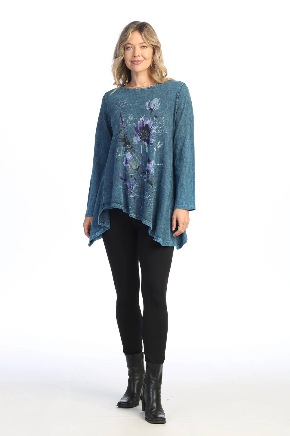 Jess & Jane - Ballet Mineral Washed Asymmetric Hem Top
