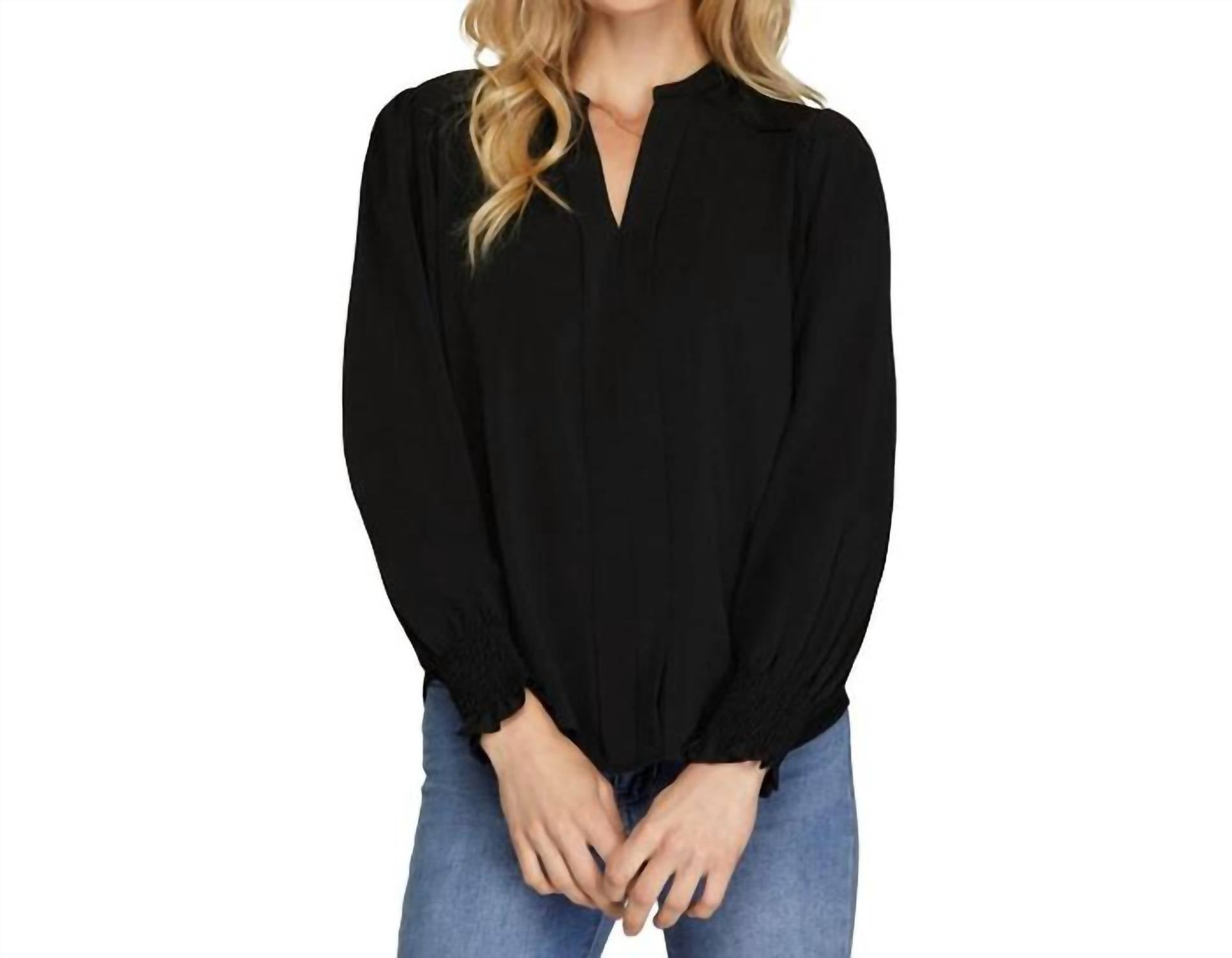 She + Sky - Millie Long Sleeve Front Pleats Top