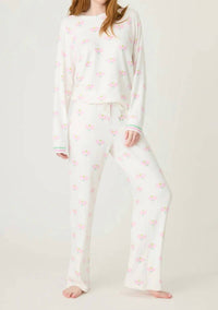 PJ Salvage Peachy Party Pickleball Pant in ivory pink - women's pants