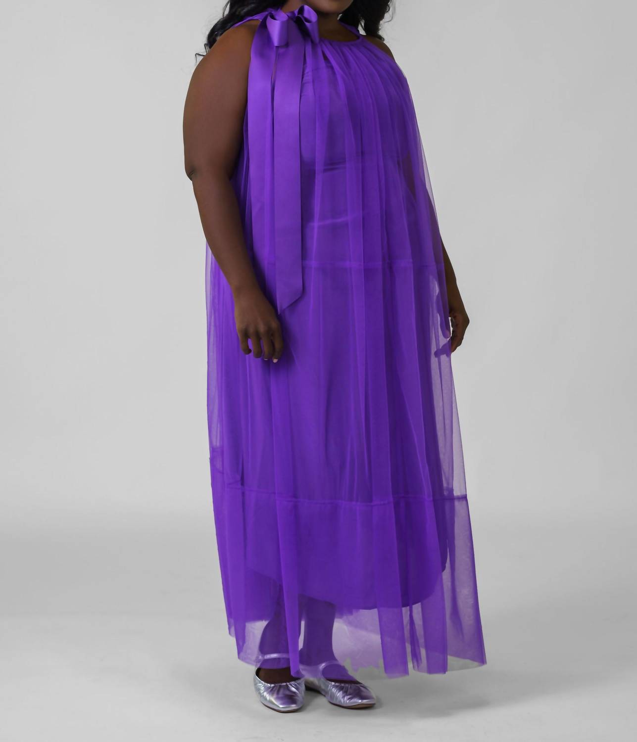 Psophia - Sleeveless Tulle Dress - Plus