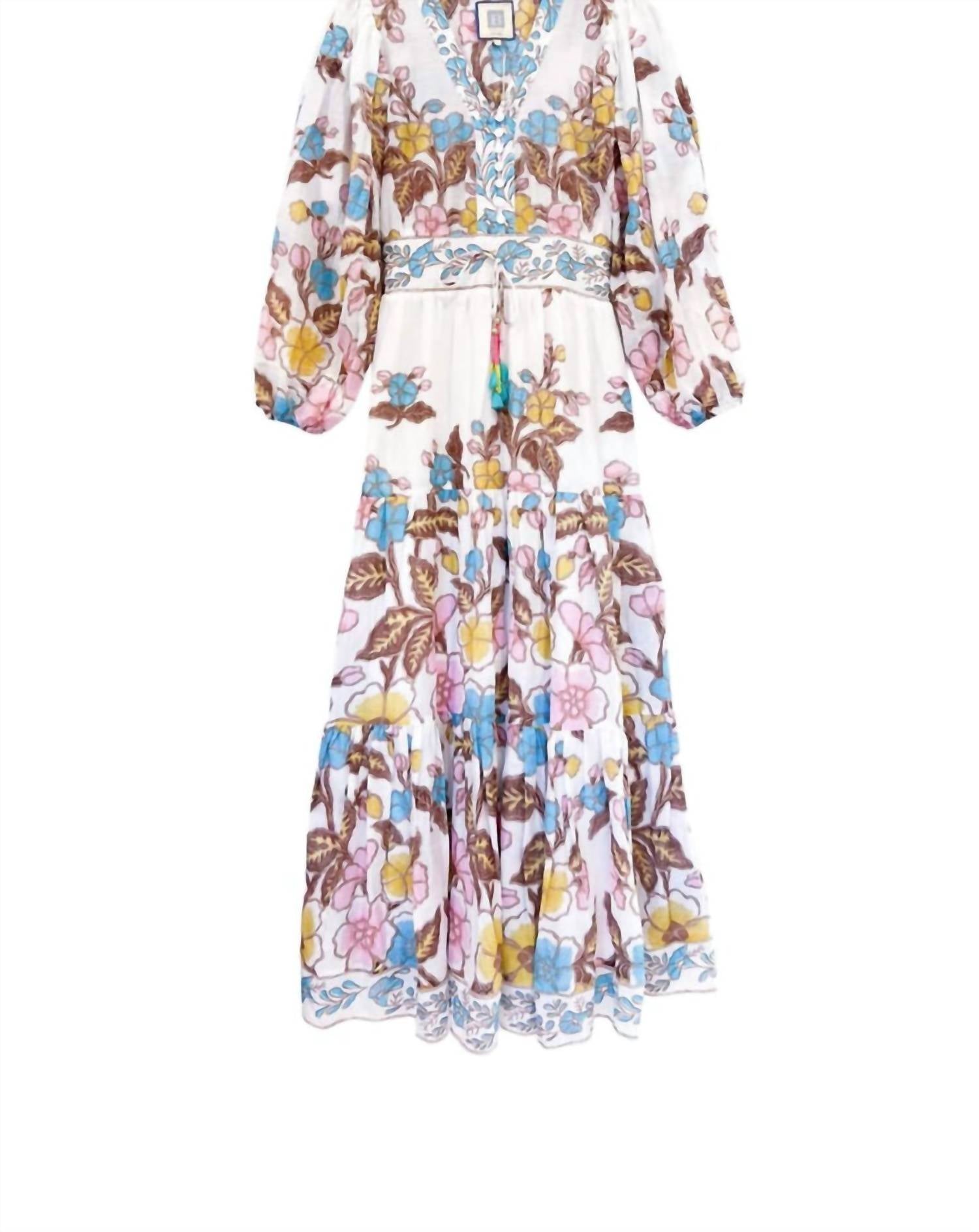 BELL Clover Maxi Dress in clover maxi dress in turquoise yellow - women's dress - view 4