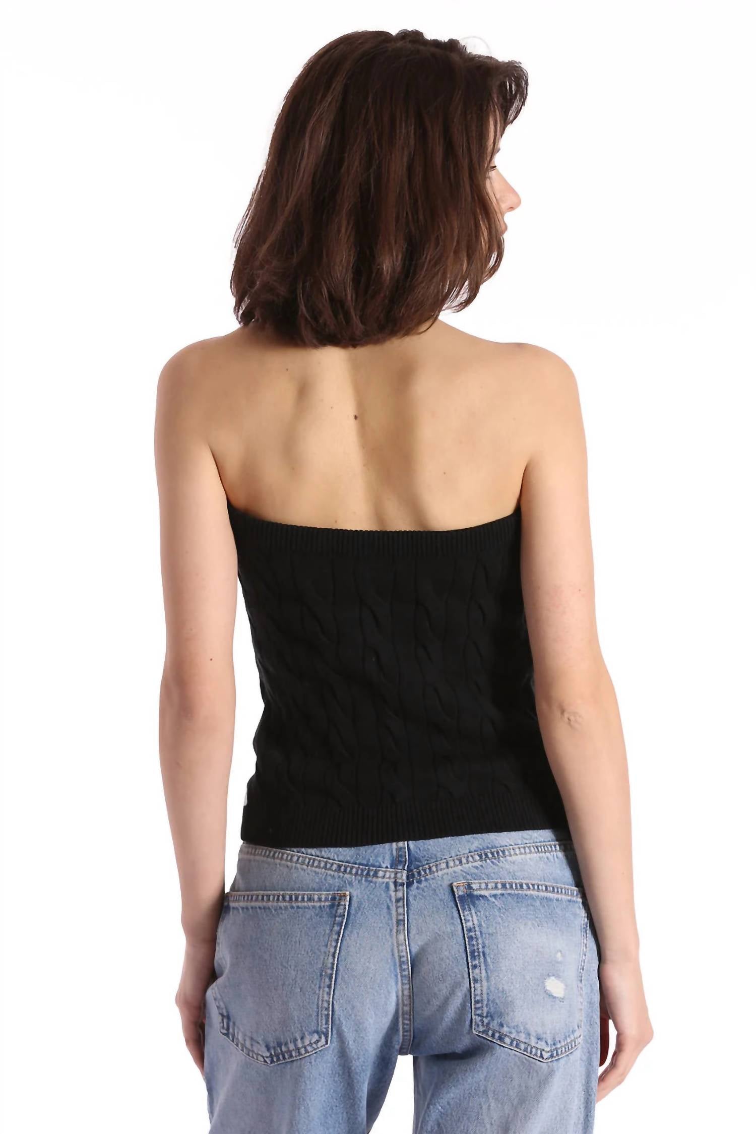 Minnie Rose - Cotton Cable Strapless Top