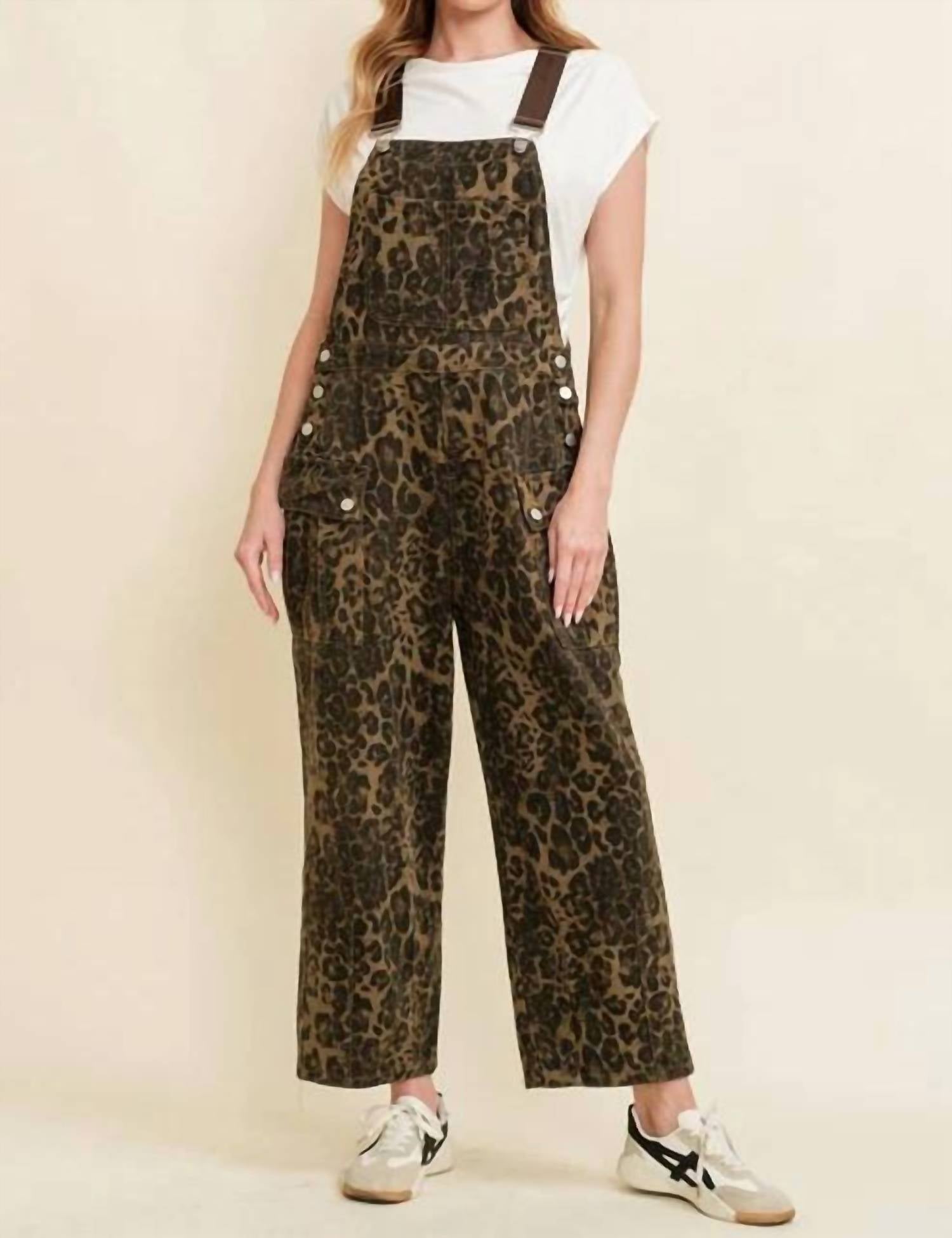 Cloud Ten - Leopard Print Jumpsuit Overalls