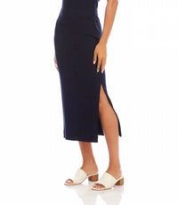 Karen Kane - Ribbed Side-Slit Midi Skirt
