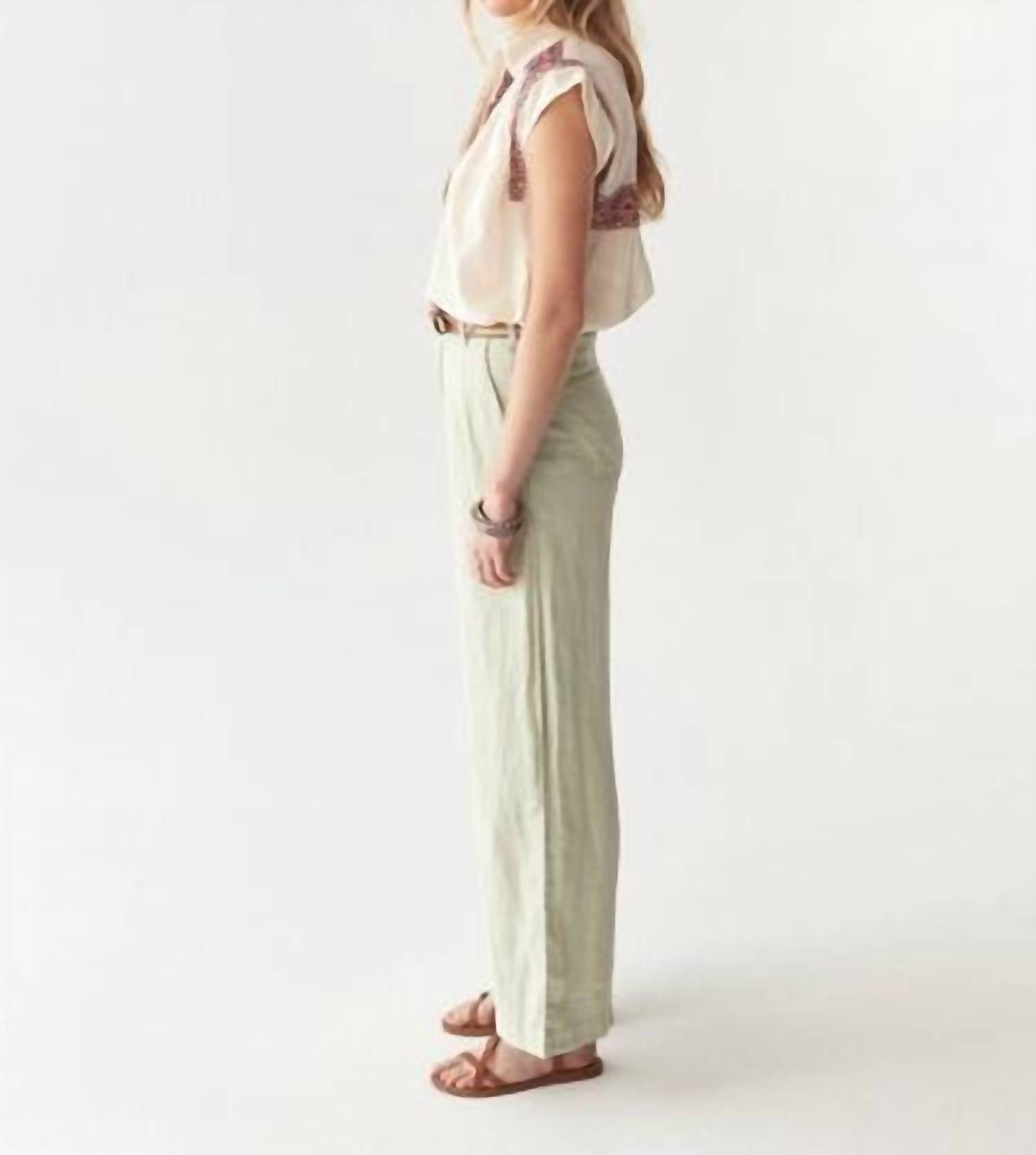 Maison Hotel Marisa Pant in avocado - women's pants - detail view