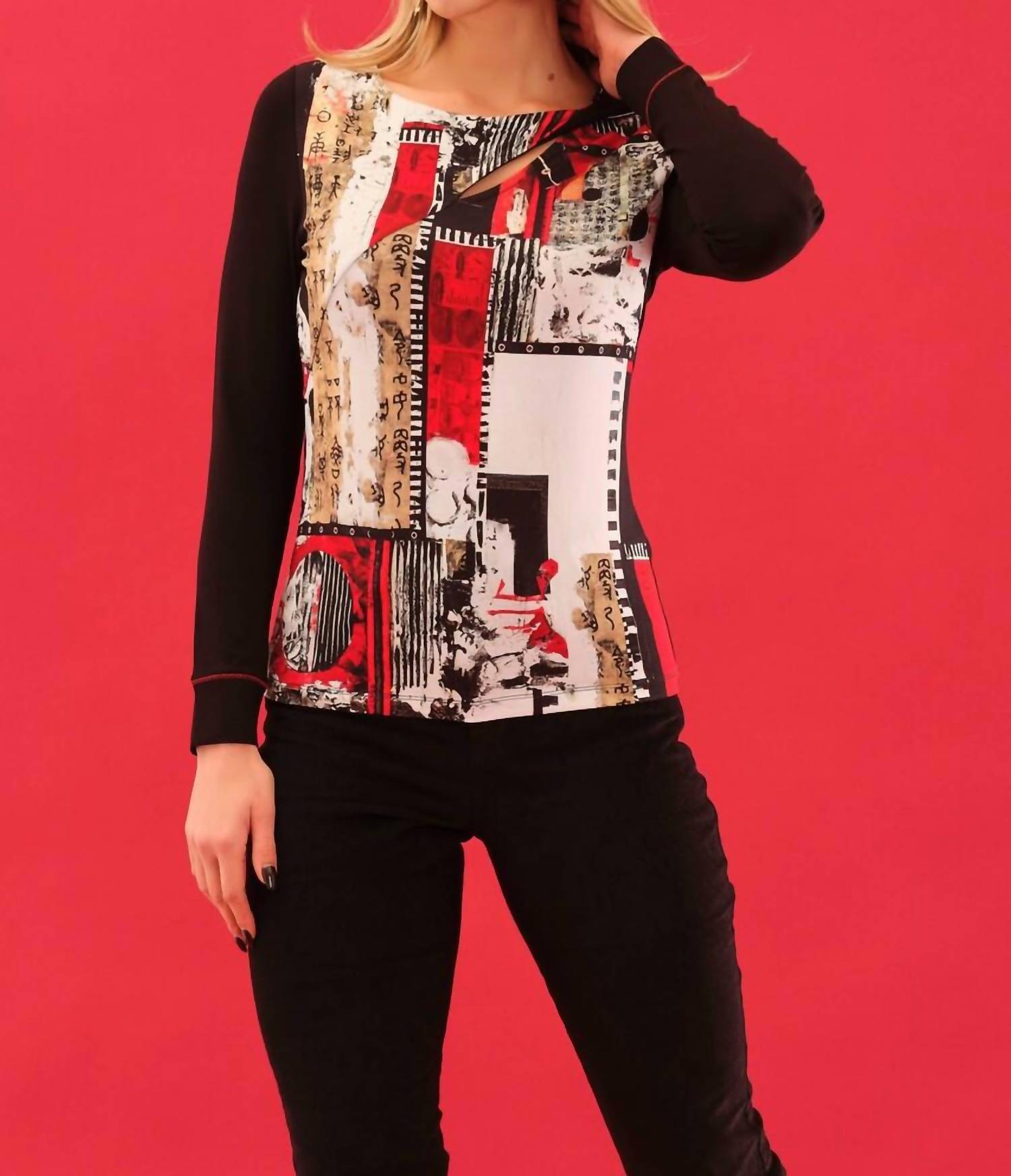 Dolcezza - Bookworm Print Keyhole Top