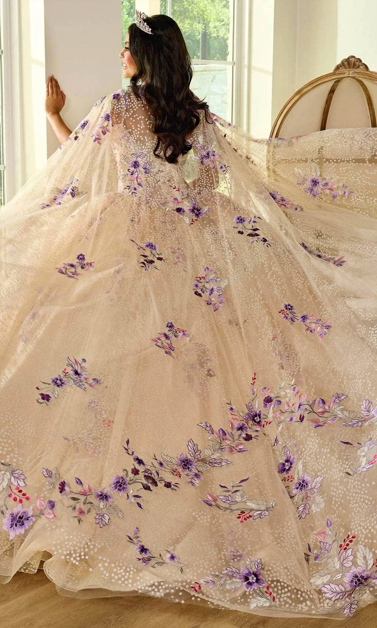 Rachel Allan - Embroidered Cold Shoulder Ballgown