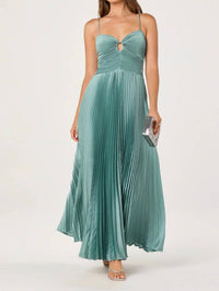 Astr - Alaia Satin Plissé Maxi Dress
