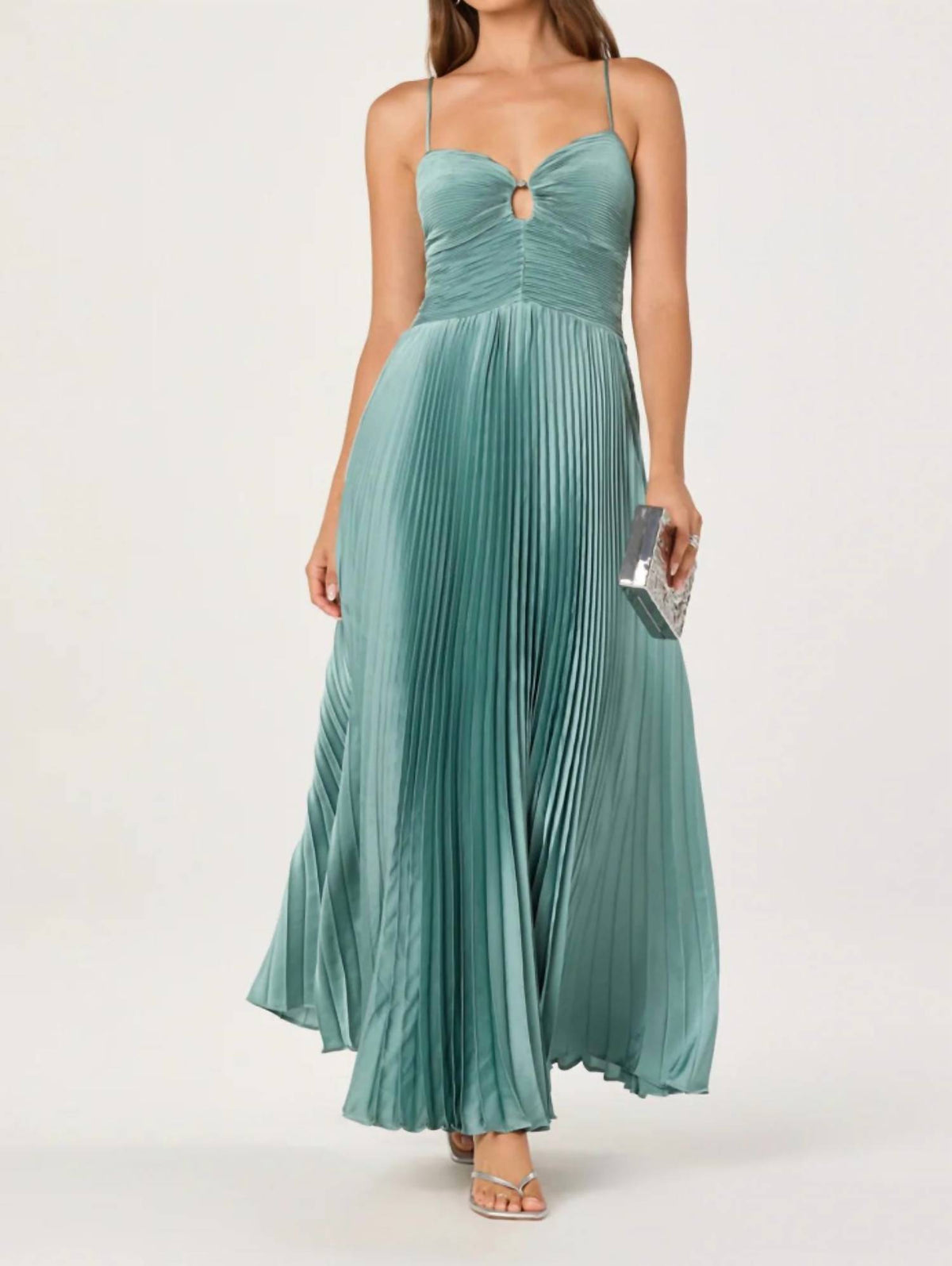Astr - Alaia Satin Plissé Maxi Dress