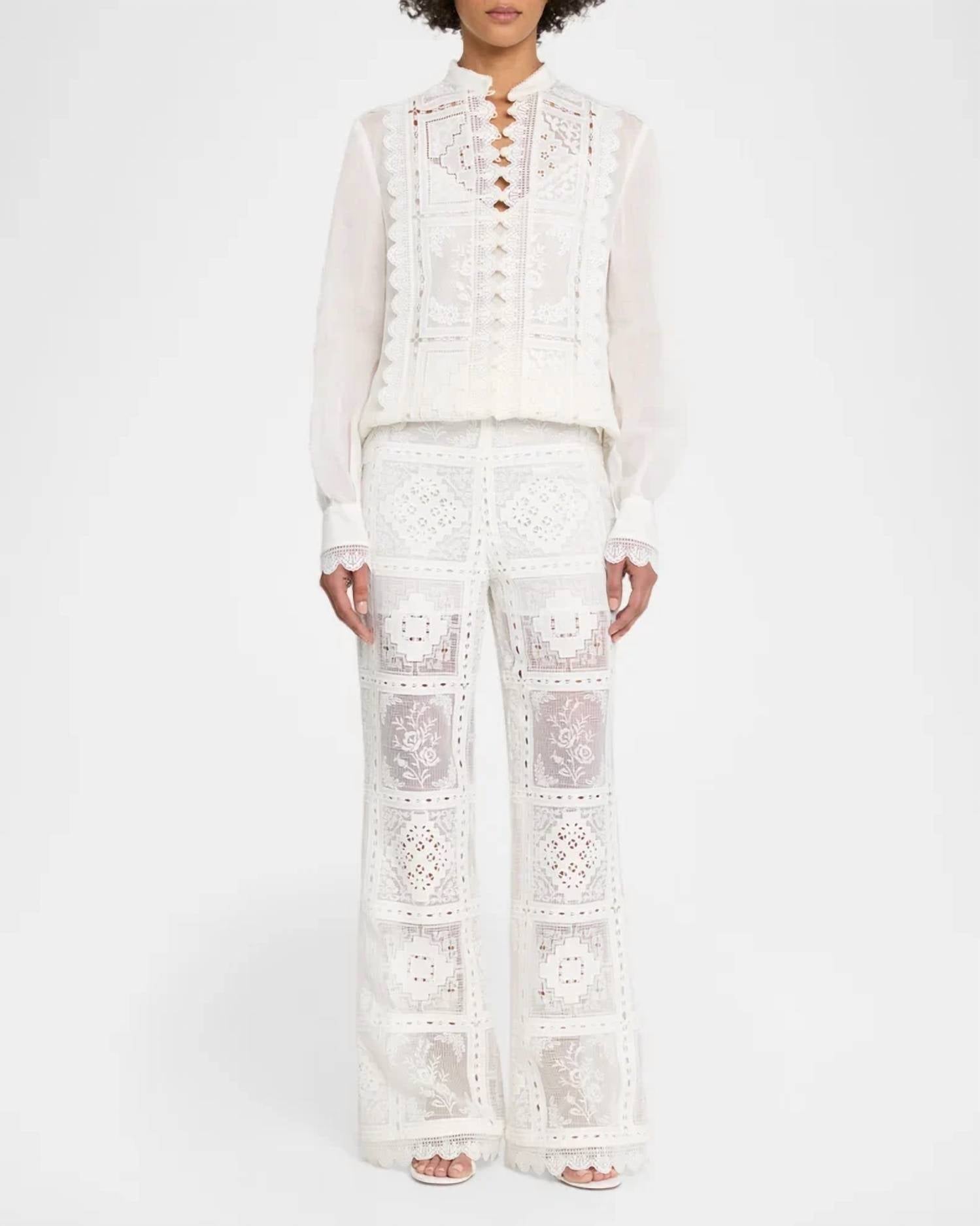 Zimmermann - Aster Embroidered Pants