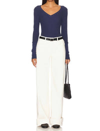 Bobi - Bobi V-neck Fitted Long Cuff Tee