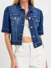 Risen - Puffed Short Sleeve Crop Jean Jacket