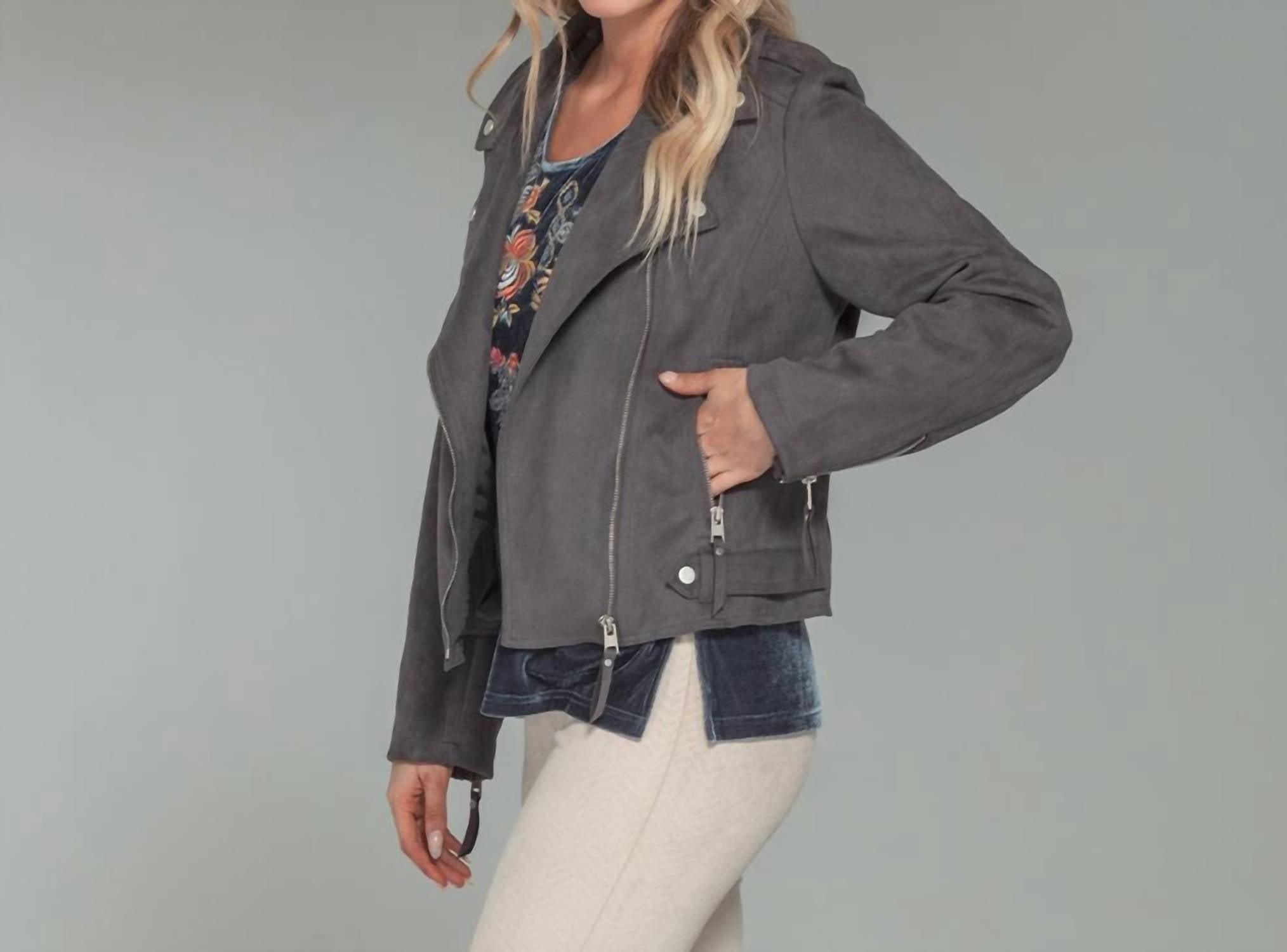 Paparazzi By Biz - Faux Suede Moto Jacket