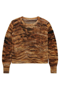 Autumn Cashmere - Animal Print Pointelle Crewneck Sweater