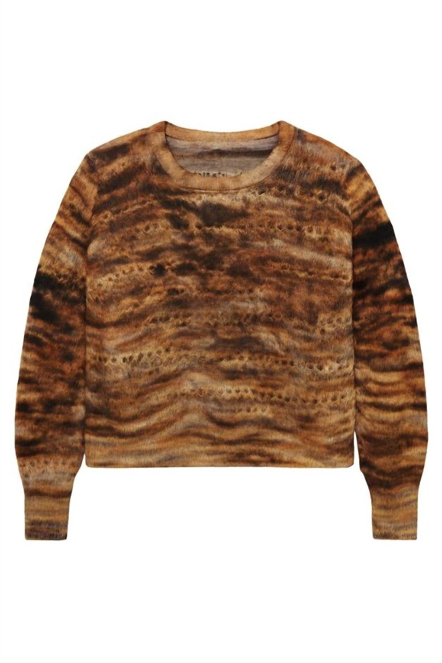 Autumn Cashmere - Animal Print Pointelle Crewneck Sweater