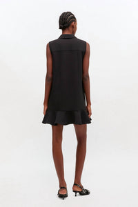 GANNI Twill Suiting Mini Dress in black - women's dress - alternate view