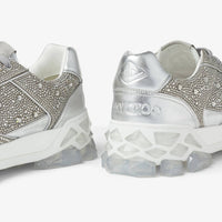 JIMMY CHOO Men's Diamond X Strap Low-top Sneakers With Crystals in silver - men's sneaker - view 6