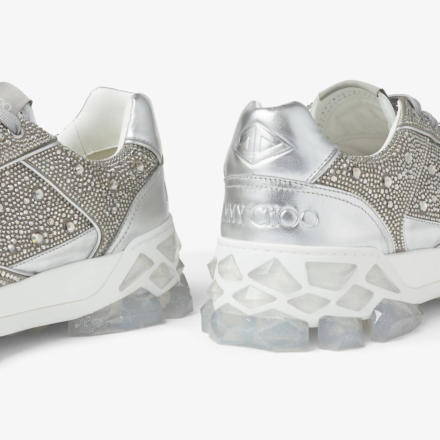 JIMMY CHOO Men's Diamond X Strap Low-top Sneakers With Crystals in silver - men's sneaker - view 6
