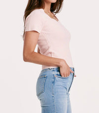 Another Love - Bria Short Sleeve Sheetheart Rib Top