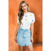 Thml - Embroidered Heart Short Sleeve Top
