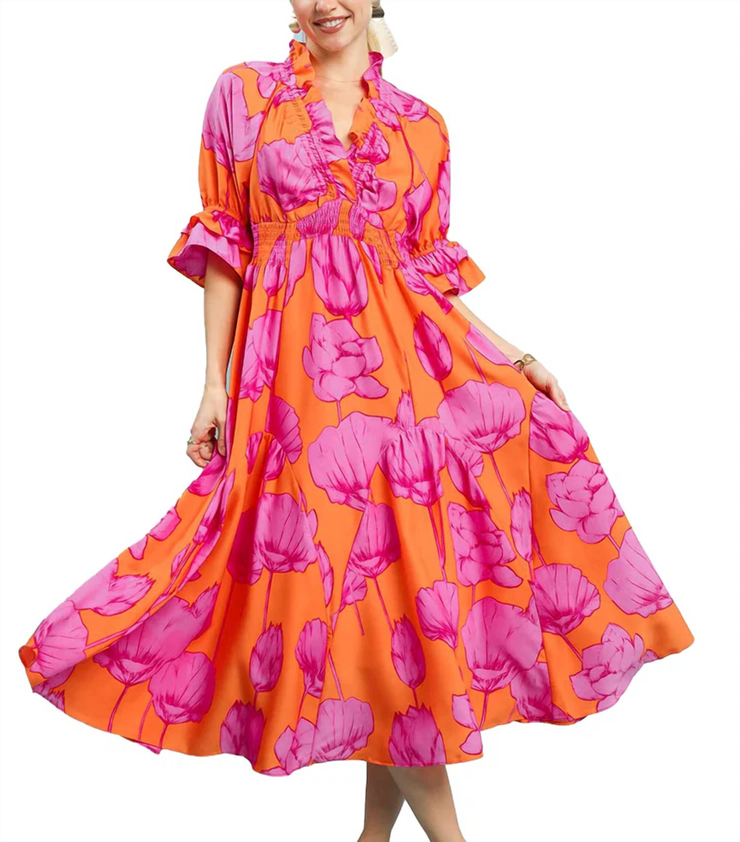 Umgee - Smock Waist Midi Dress