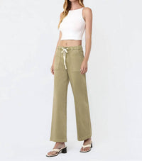 Vervet By Flying Monkey - High Rise Elastic Drawstring Baggy Wide Jeans