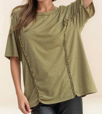 Davi & Dani - Braided Drop Shoulder Tee - Plus