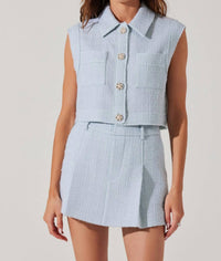 ASTR Jhene Sleeveless Tweed Top in blue - women's shirt