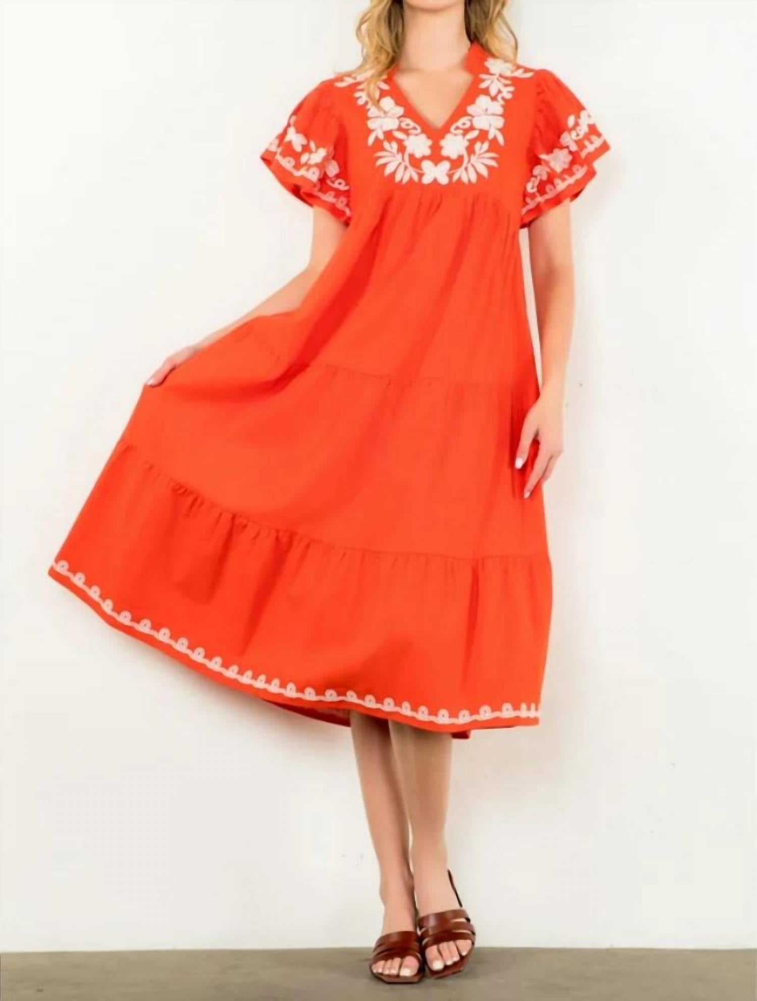 Thml - Sierra Embroidered Flutter Sleeve Dress