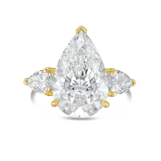 Diana M Jewels - Lab-grown Pear-shaped Diamond Three-stone Ring With 6.00 Ct Center And 0.70 Ct Side Stones