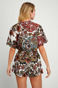 Pearl and Caviar Skiathos Button Down Shirt in multi - women's shirt - alternate view