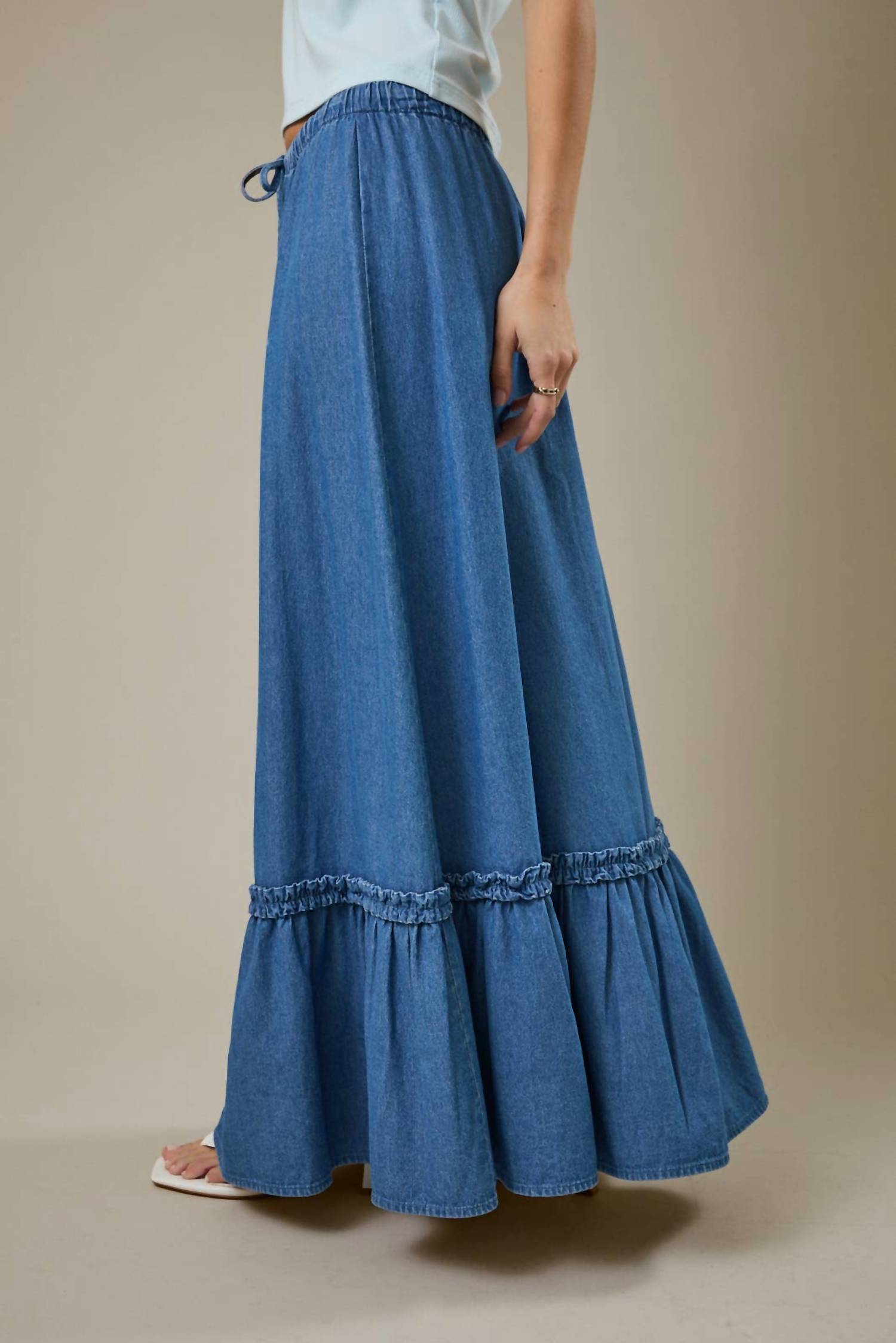 Sunday Edition - Tiered Maxi Skirt With Drawstring Waist