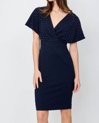Joseph Ribkoff - Pearl Bodice Wrap Front Dress