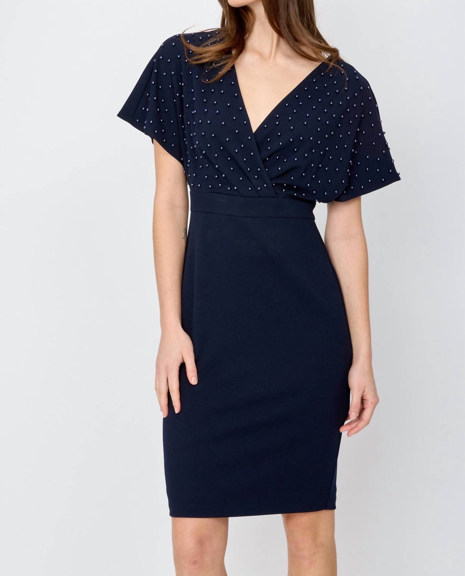 Joseph Ribkoff - Pearl Bodice Wrap Front Dress