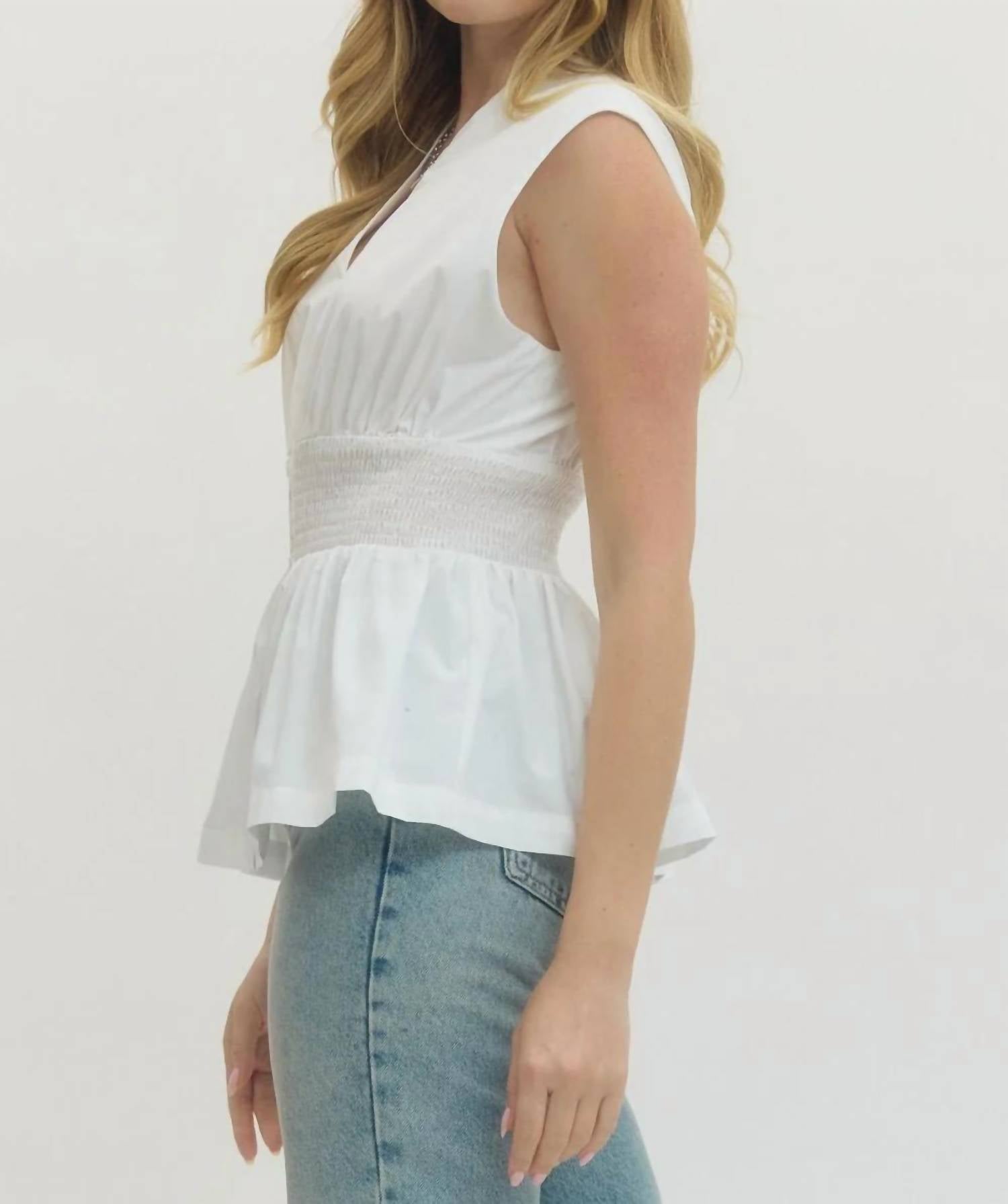 Entro - Polished Peplum Zip Front Top